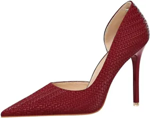 JOEupin Womens Elegant Pointy Toe High Heels Pumps D'Orsay Slip On Stilettos Heeled Party Dress Shoes
