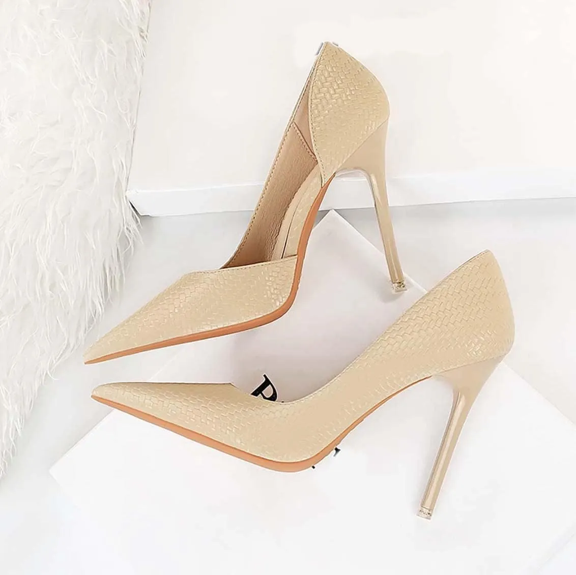 JOEupin Womens Elegant Pointy Toe High Heels Pumps D'Orsay Slip On Stilettos Heeled Party Dress Shoes