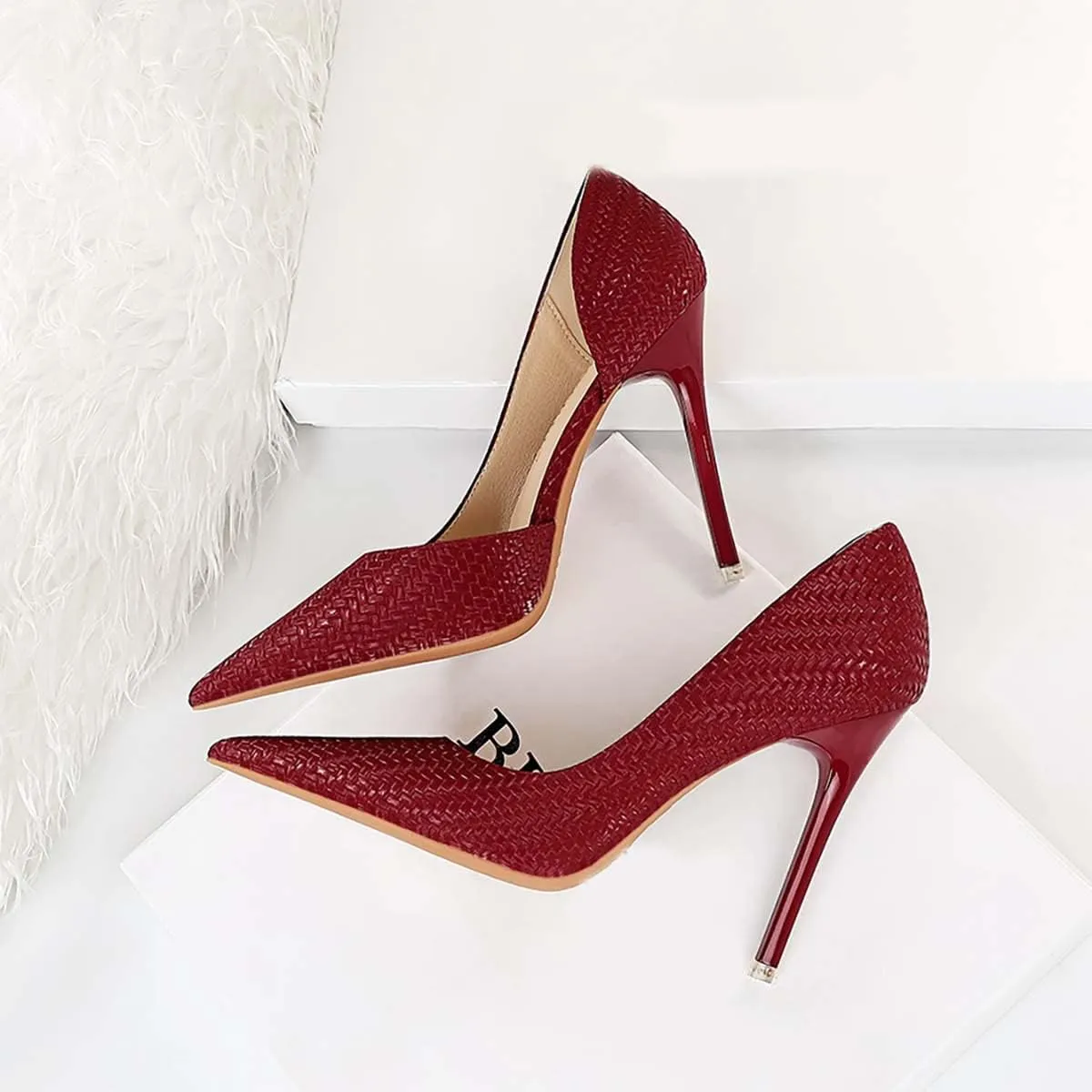 JOEupin Womens Elegant Pointy Toe High Heels Pumps D'Orsay Slip On Stilettos Heeled Party Dress Shoes