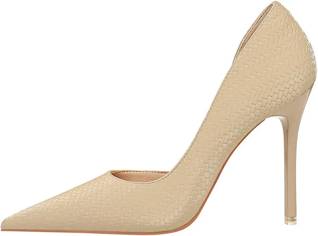 JOEupin Womens Elegant Pointy Toe High Heels Pumps D'Orsay Slip On Stilettos Heeled Party Dress Shoes