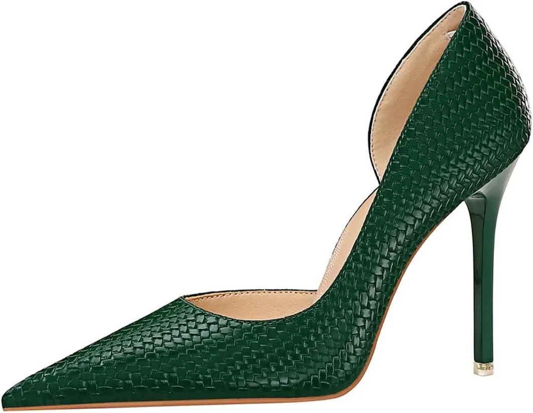 JOEupin Womens Elegant Pointy Toe High Heels Pumps D'Orsay Slip On Stilettos Heeled Party Dress Shoes