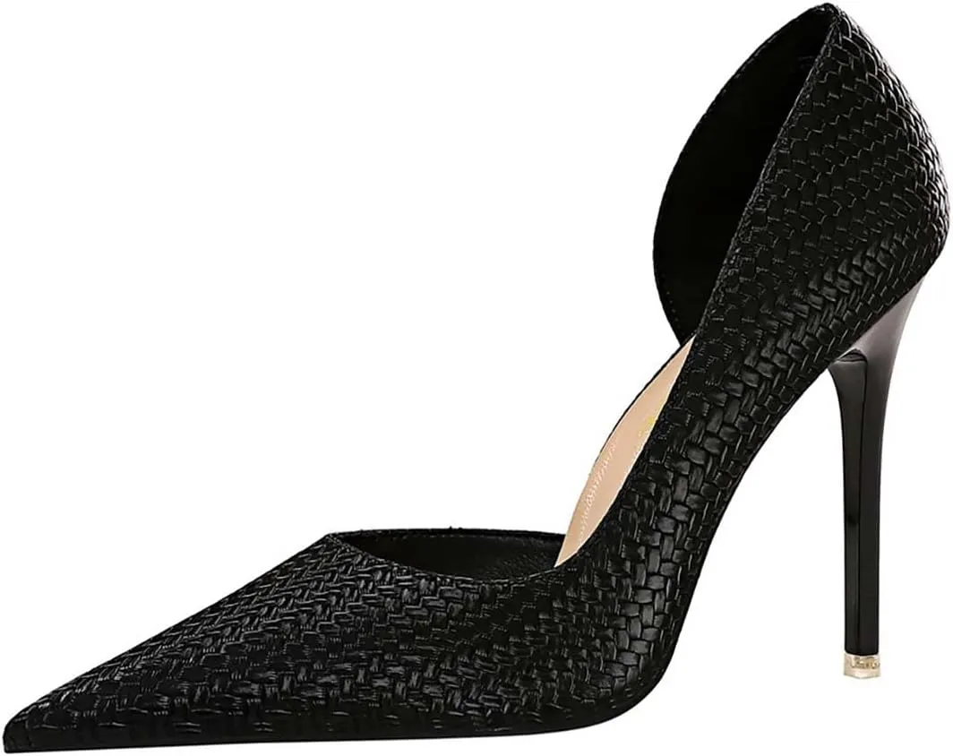 JOEupin Womens Elegant Pointy Toe High Heels Pumps D'Orsay Slip On Stilettos Heeled Party Dress Shoes
