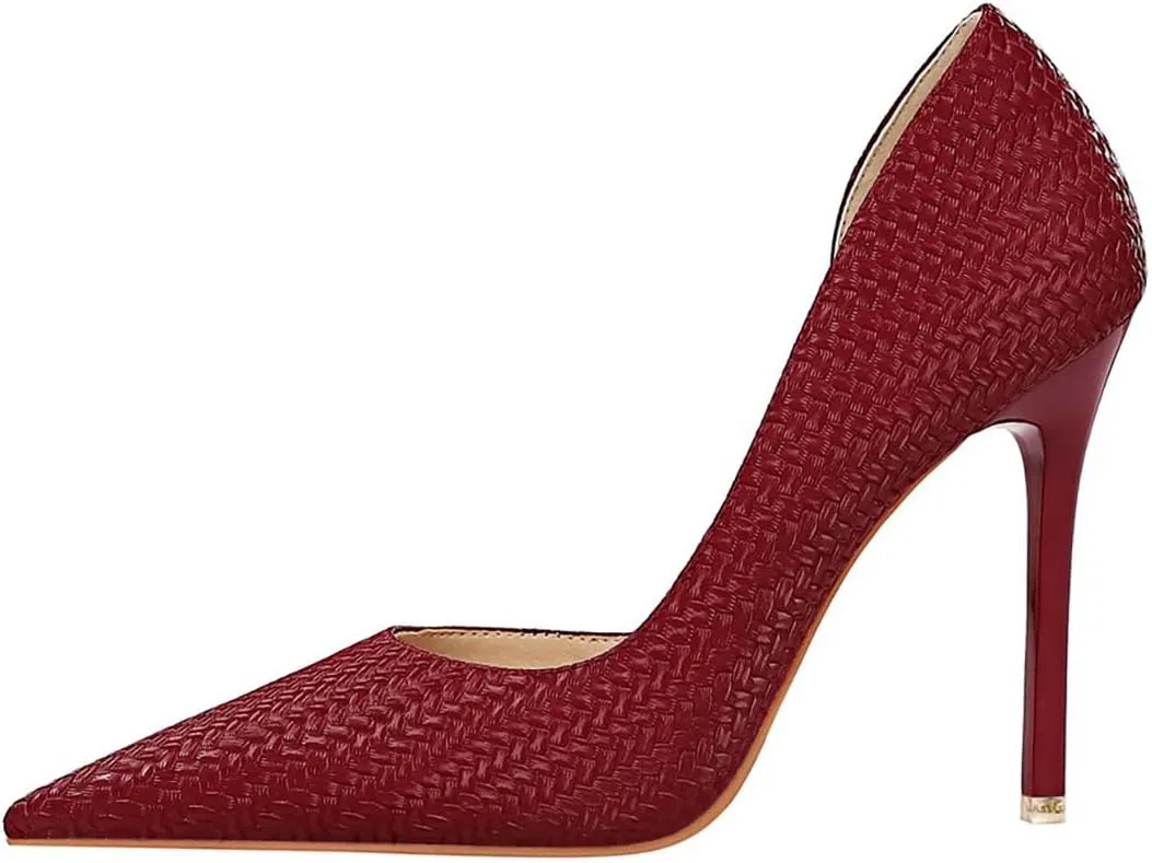 JOEupin Womens Elegant Pointy Toe High Heels Pumps D'Orsay Slip On Stilettos Heeled Party Dress Shoes