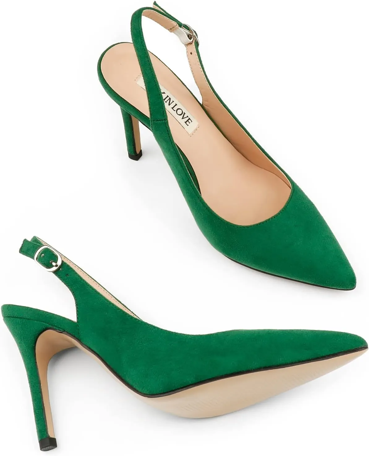 JOY IN LOVE Womens Slingback High Heels Stiletto Pointed Closed Toe Pumps