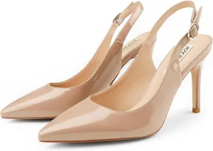 JOY IN LOVE Womens Slingback High Heels Stiletto Pointed Closed Toe Pumps
