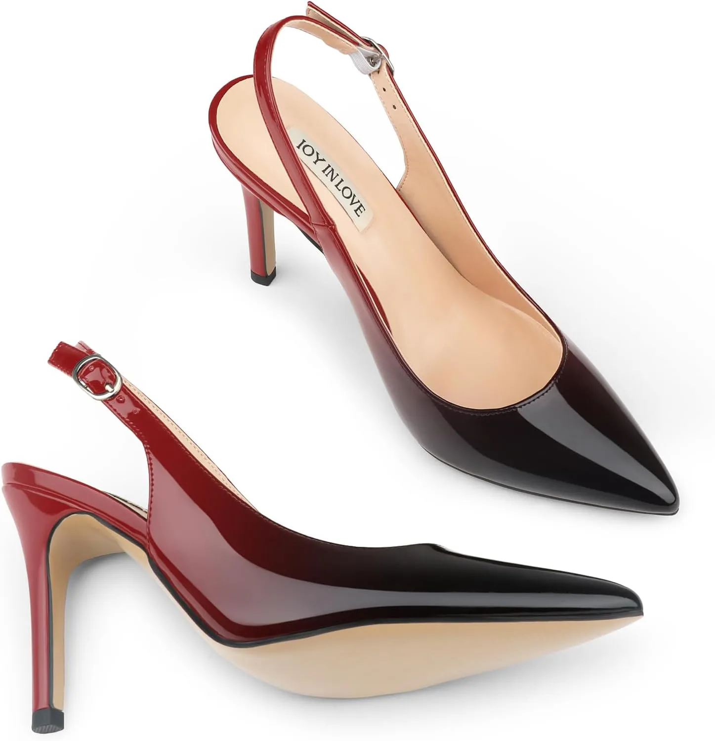 JOY IN LOVE Womens Slingback High Heels Stiletto Pointed Closed Toe Pumps