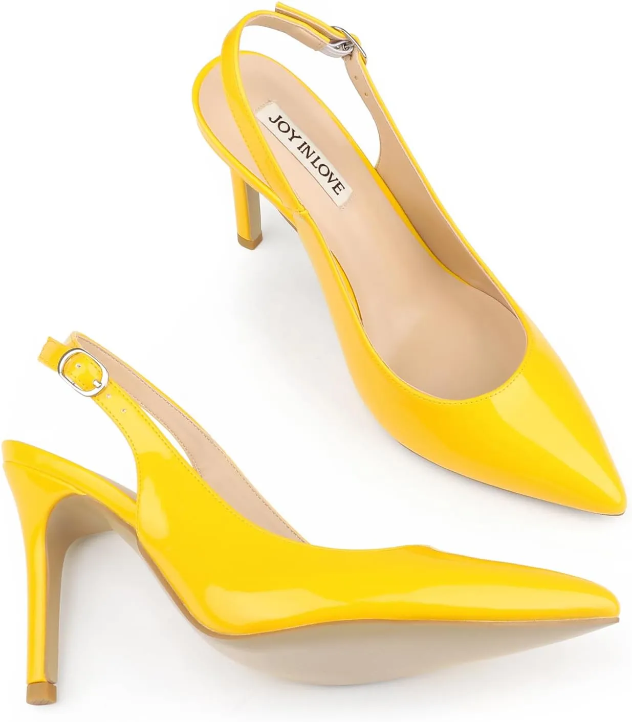 JOY IN LOVE Womens Slingback High Heels Stiletto Pointed Closed Toe Pumps