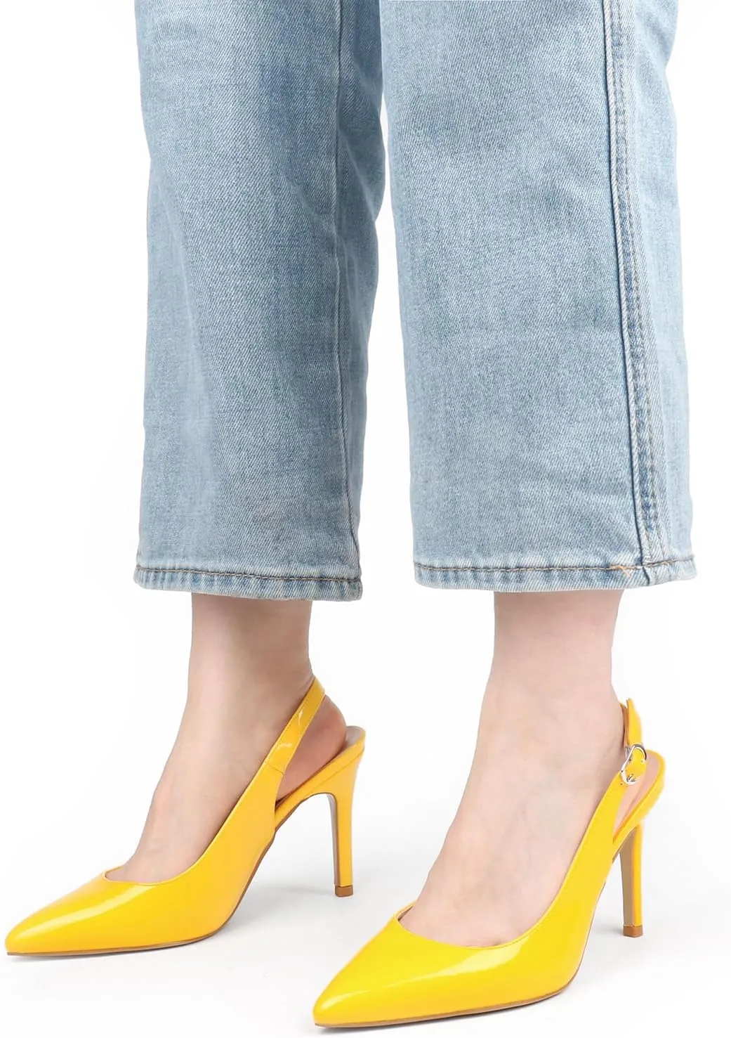 JOY IN LOVE Womens Slingback High Heels Stiletto Pointed Closed Toe Pumps
