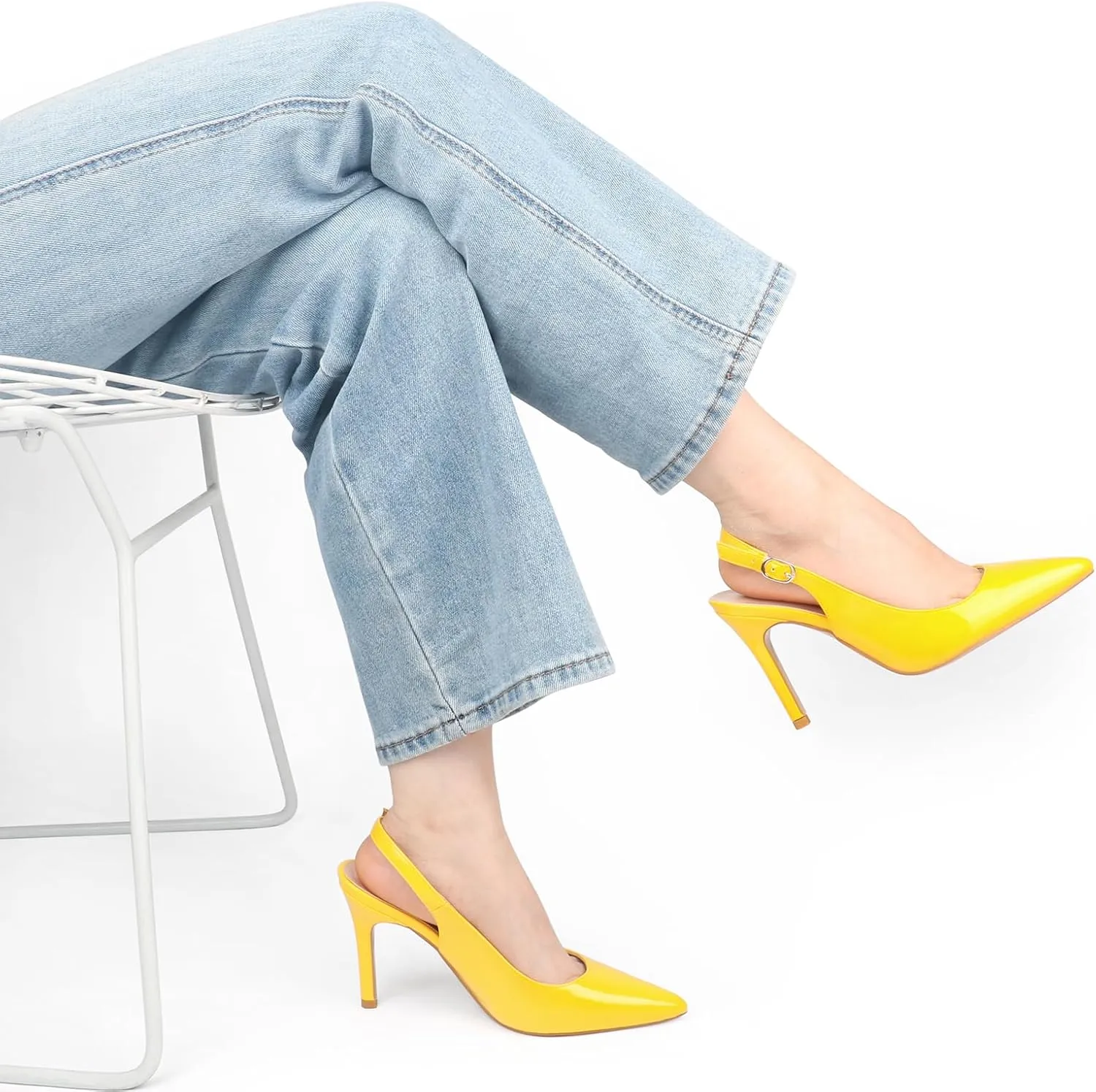 JOY IN LOVE Womens Slingback High Heels Stiletto Pointed Closed Toe Pumps