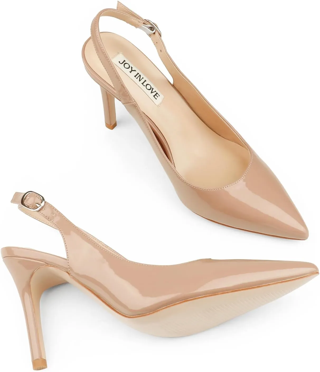 JOY IN LOVE Womens Slingback High Heels Stiletto Pointed Closed Toe Pumps