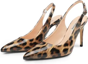 JOY IN LOVE Womens Slingback High Heels Stiletto Pointed Closed Toe Pumps