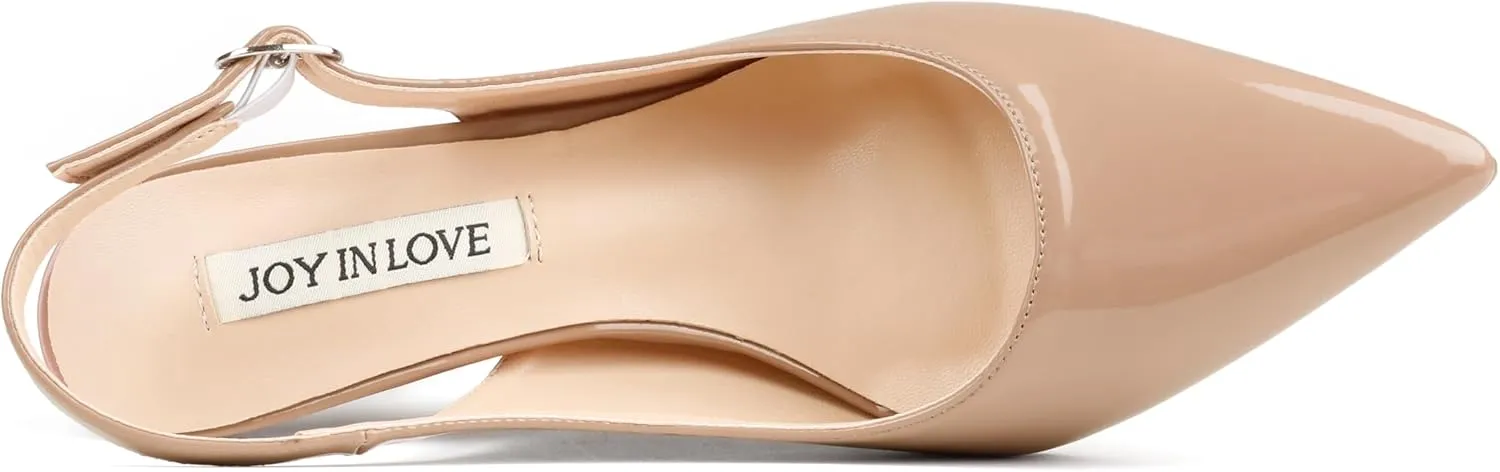 JOY IN LOVE Womens Slingback High Heels Stiletto Pointed Closed Toe Pumps