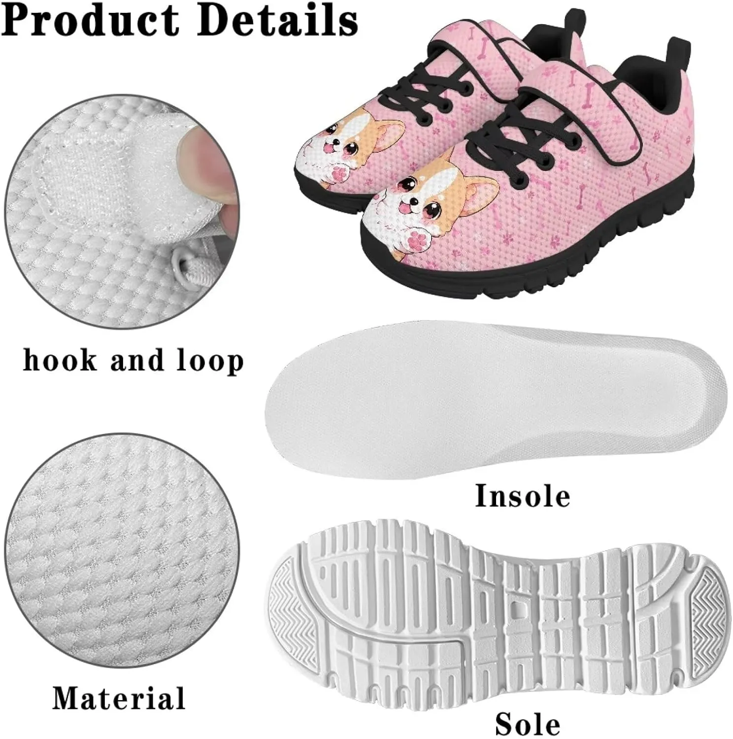 Kids Athletic Shoes Girls Boys Slip on Running Shoes Mesh Gym Footwear