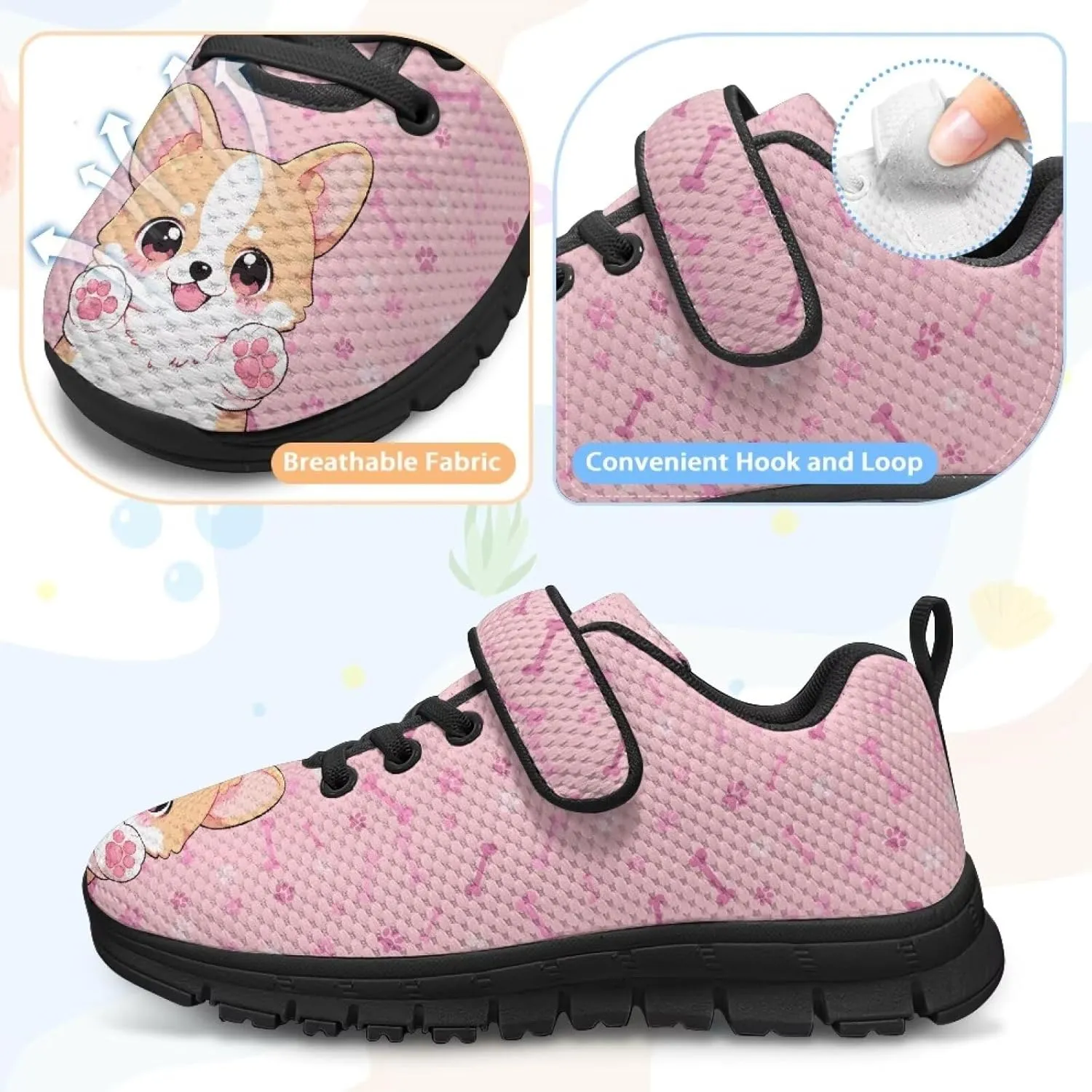 Kids Athletic Shoes Girls Boys Slip on Running Shoes Mesh Gym Footwear