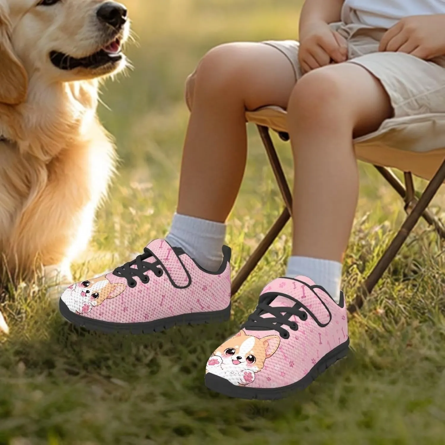 Kids Athletic Shoes Girls Boys Slip on Running Shoes Mesh Gym Footwear