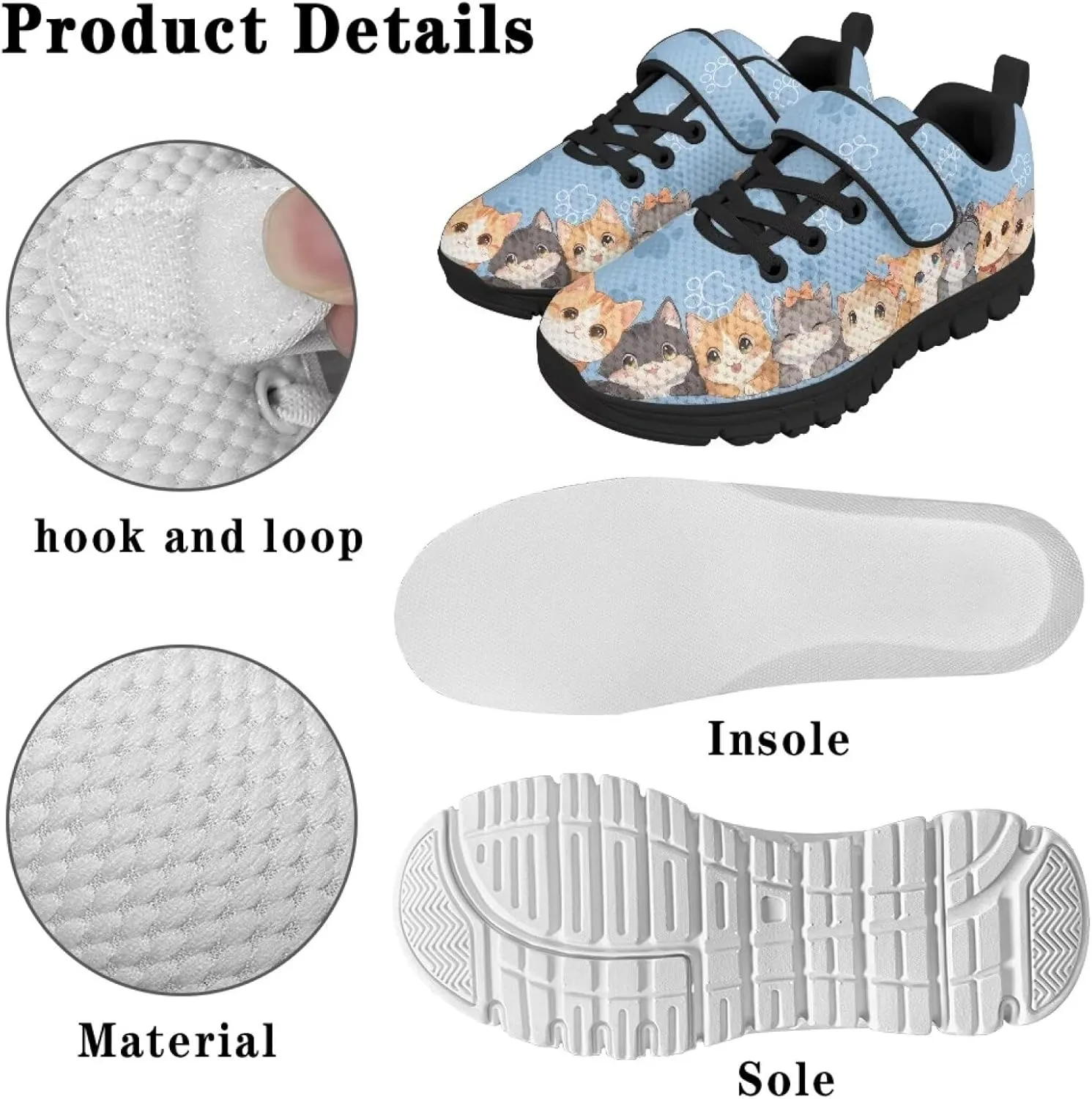 Kids Athletic Shoes Girls Boys Slip on Running Shoes Mesh Gym Footwear