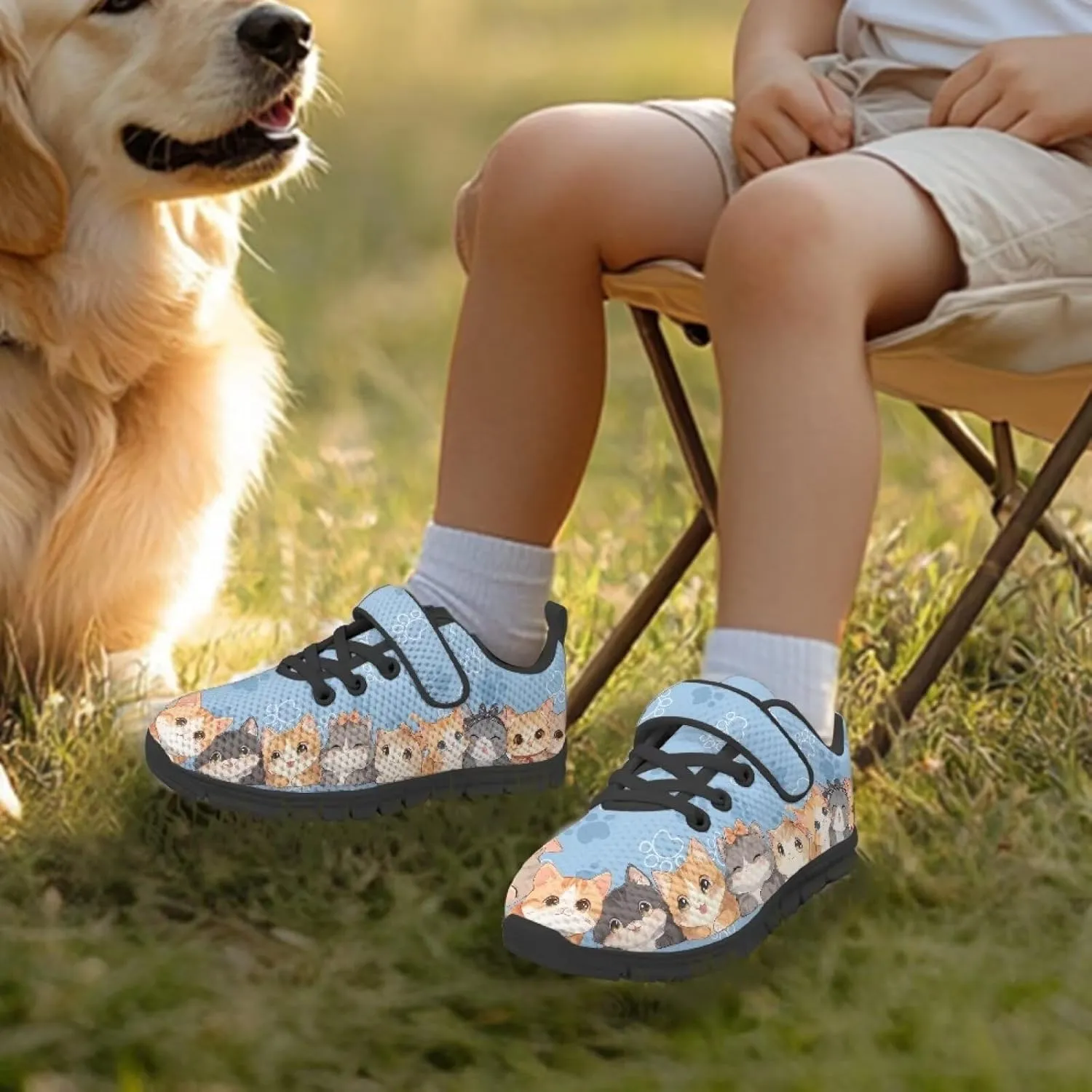 Kids Athletic Shoes Girls Boys Slip on Running Shoes Mesh Gym Footwear