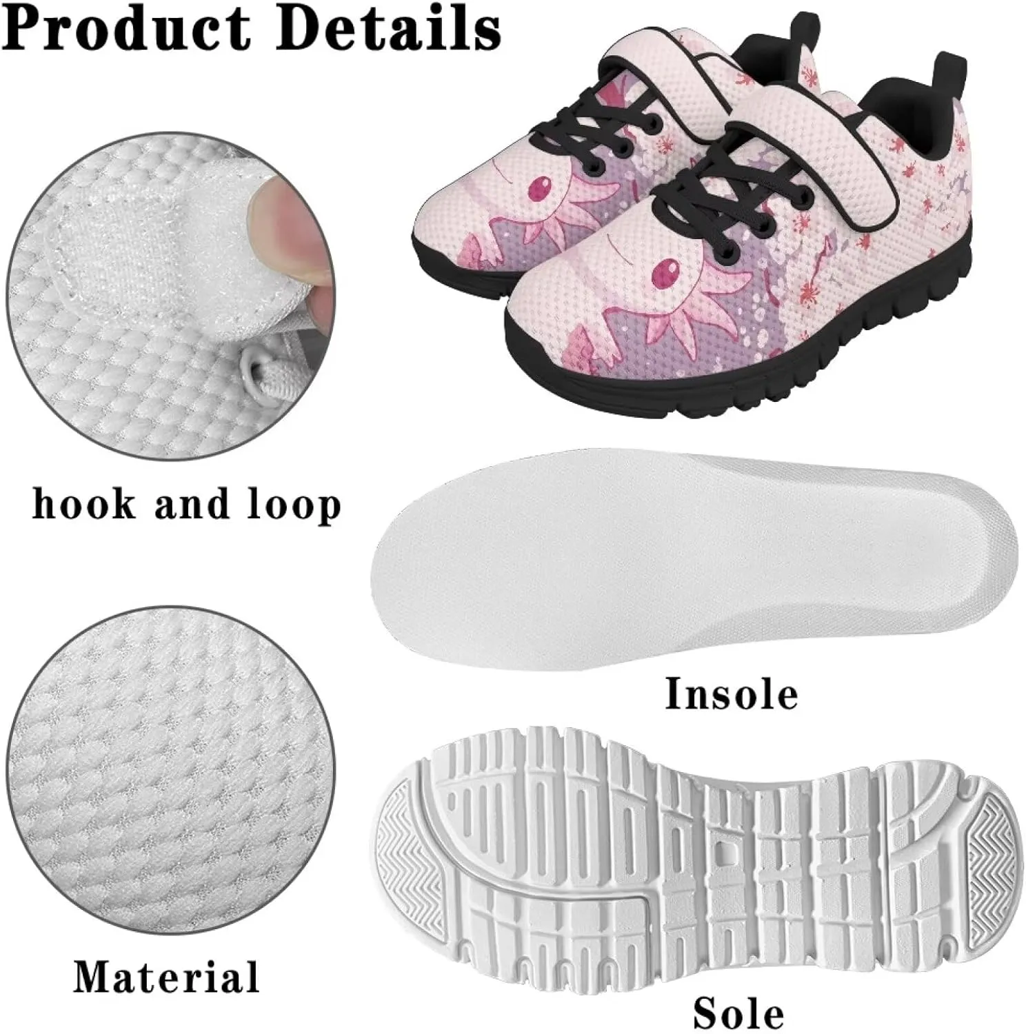 Kids Athletic Shoes Girls Boys Slip on Running Shoes Mesh Gym Footwear