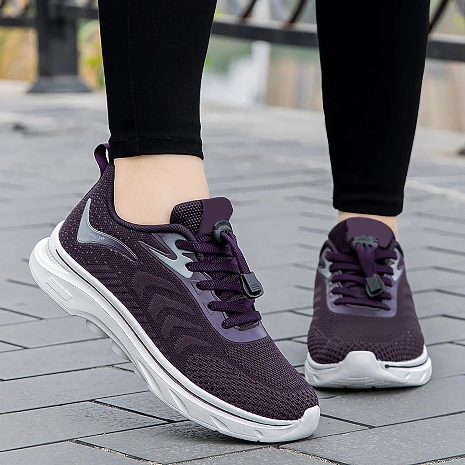 Ladies Sport Shoes Lace-up Flat Heel Fashion Sneakers Loafers Solid Color Lightweight Round Toe Sneakers Soft Sole Casual Outdoor Walking Shoe for Women