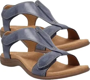 Leather Women's Sandal Platform Wedge Sandal Comfort Arch Support Cooling Gel Padding and an Adjustable Fit Walking Comfort Sandals,Blue,US8/EU40