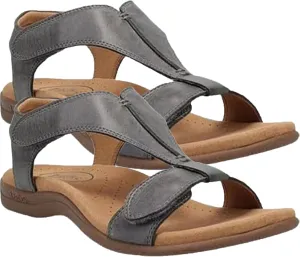 Leather Women's Sandal Platform Wedge Sandal Comfort Arch Support Cooling Gel Padding and an Adjustable Fit Walking Comfort Sandals,Gray,US7.5/EU39