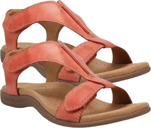 Leather Women's Sandal Platform Wedge Sandal Comfort Arch Support Cooling Gel Padding and an Adjustable Fit Walking Comfort Sandals,Red,US6/EU37