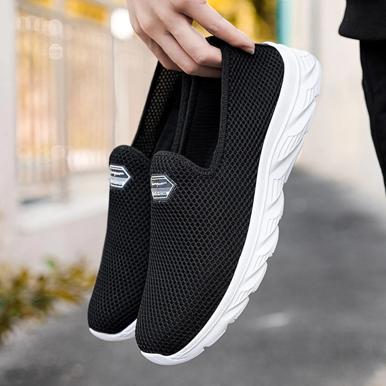Lightweight Diabetic Shoes for Men Breathable and Light Outdoor Comfy Walking Shoe Elastic Fly Woven Mesh Shoes