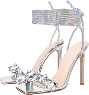 LISHAN Women's Gold Strappy High Heels Sexy Stiletto Open Toe Sandals