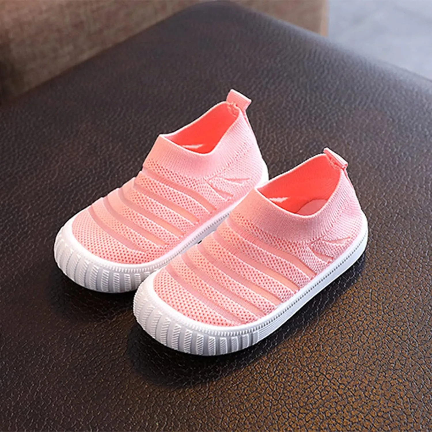 Little Girls Sneakers Autumn Flying Woven Mesh Breathable Comfortable Flat Casual Shoes Cute Girls Basketball