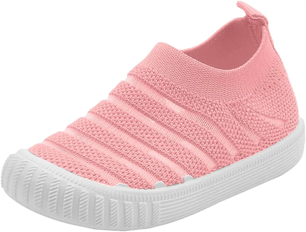 Little Girls Sneakers Autumn Flying Woven Mesh Breathable Comfortable Flat Casual Shoes Cute (Pink, 12.5 Little Child)