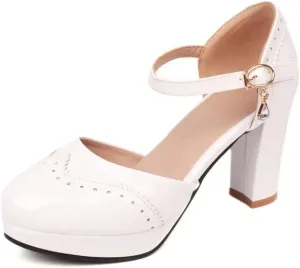 Mary Jane Heels for Women Bow Lolita Platform High Heels Kawaii Shoes Dress Round Toe Pumps