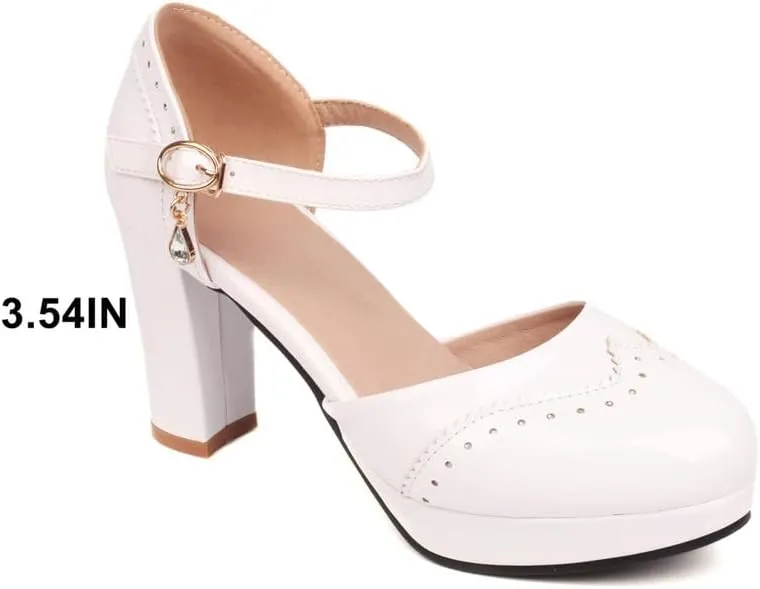 Mary Jane Heels for Women Bow Lolita Platform High Heels Kawaii Shoes Dress Round Toe Pumps