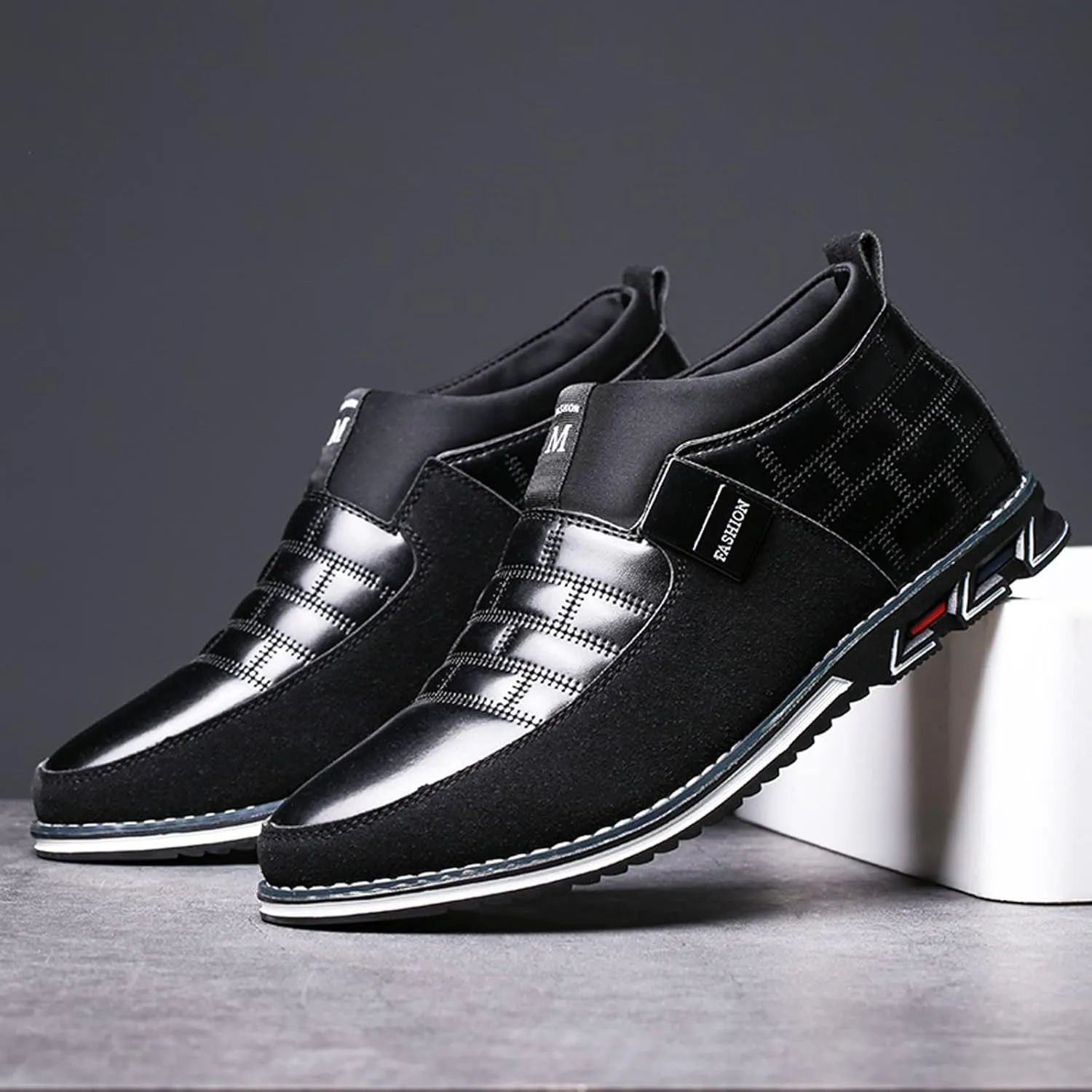 Men Dress Shoes Wide Brown Fashion Style Men's Breathable Comfortable Business Slip On Work Leisure Hit Color Leather Shoes Men's Business Casual Shoes Brown