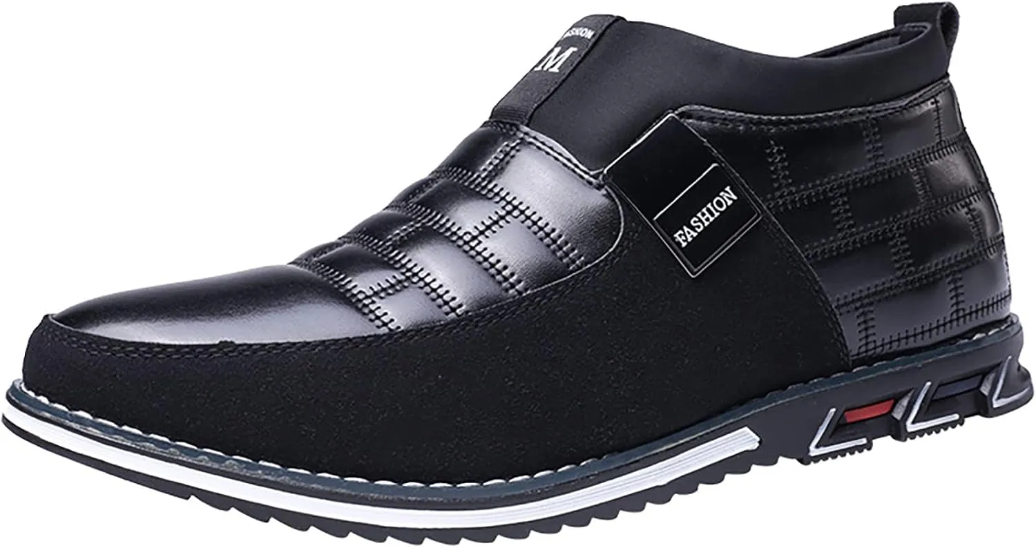 Men Dress Shoes Wide Brown Fashion Style Men's Breathable Comfortable Business Slip On Work Leisure Hit Color Leather Shoes Men's Business Casual Shoes Brown