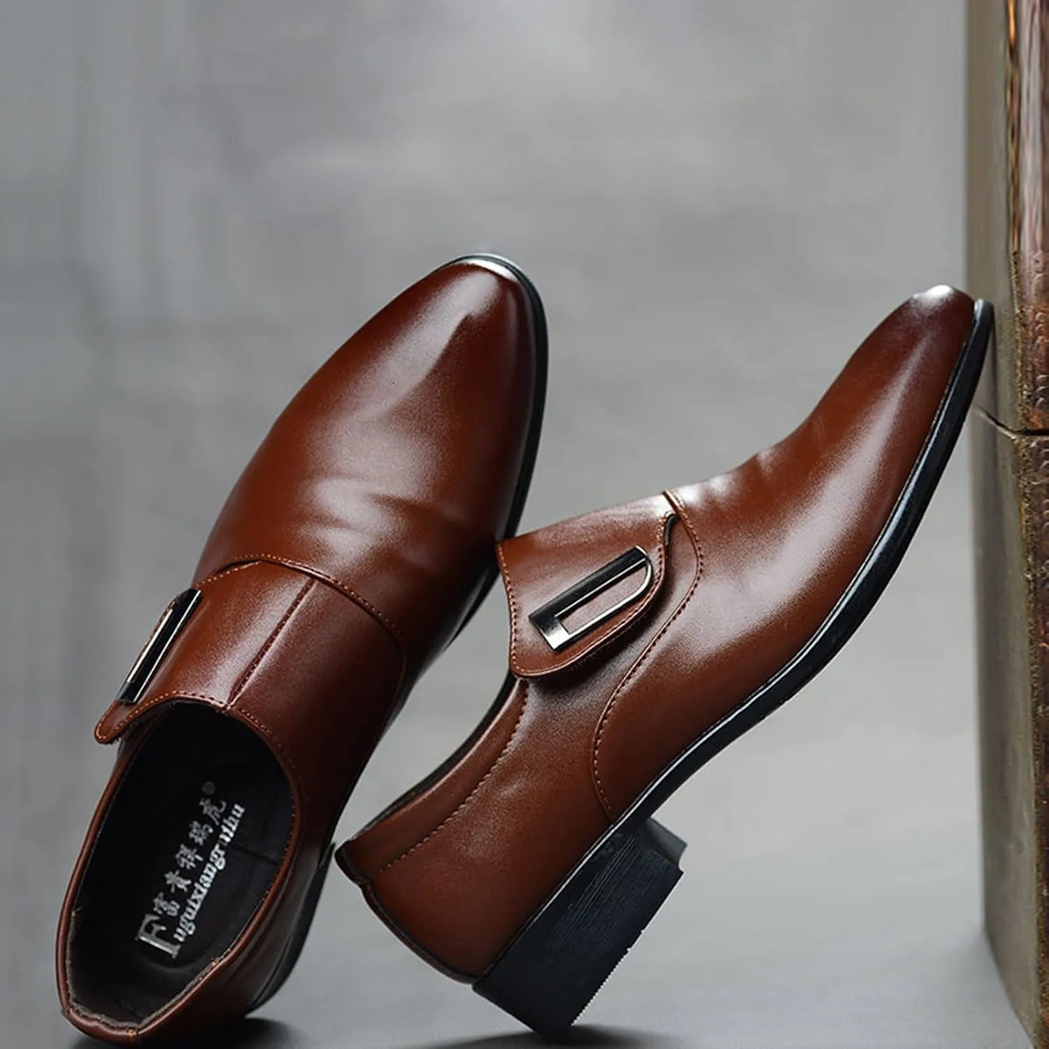 Men Dress Shoes Wide Width Black Fashion Style Men's Breathable Comfortable Business Slip On Leisure Solid Color Leather Shoes Men's Business Casual Shoes Tan