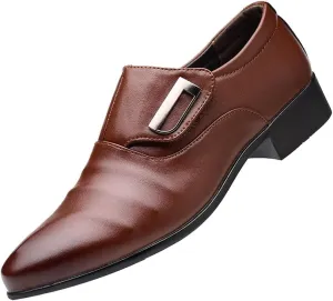 Men Dress Shoes Wide Width Black Fashion Style Men's Breathable Comfortable Business Slip On Leisure Solid Color Leather Shoes Men's Business Casual Shoes Tan