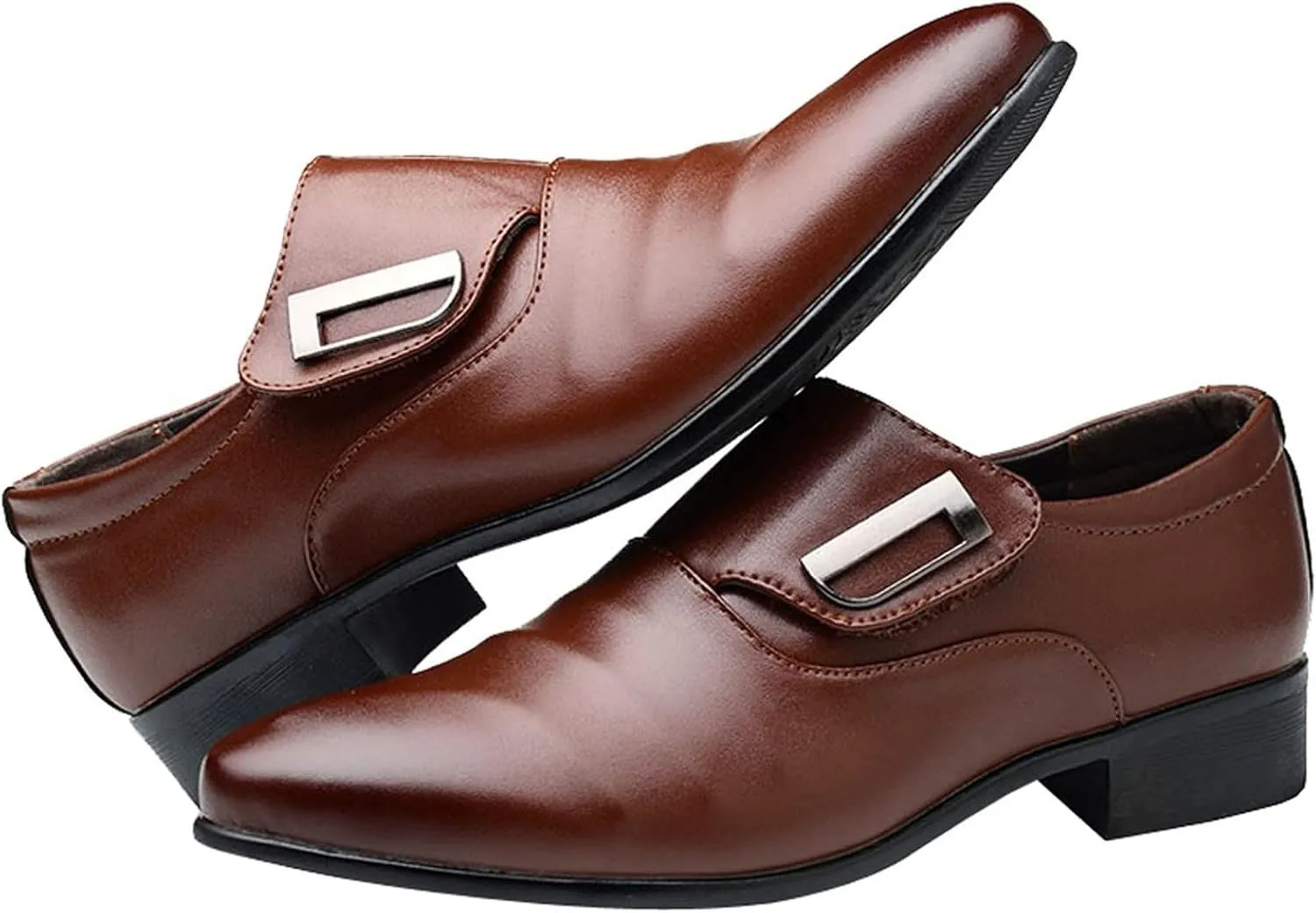 Men Dress Shoes Wide Width Black Fashion Style Men's Breathable Comfortable Business Slip On Leisure Solid Color Leather Shoes Men's Business Casual Shoes Tan