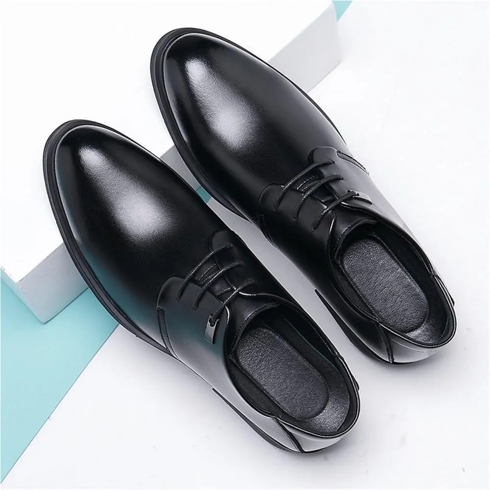 Men's All Season Large Size Dress Leather Shoes Height Increasing lace up Business Shoes