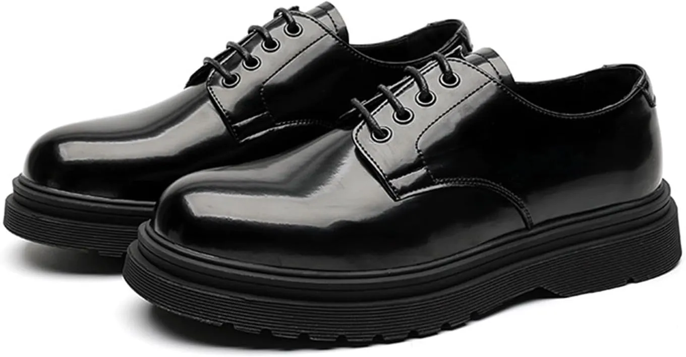 Mens Black Patent Leather Shoes Classic Lace up Dress Shoes Formal Oxford Business Shoes for Men