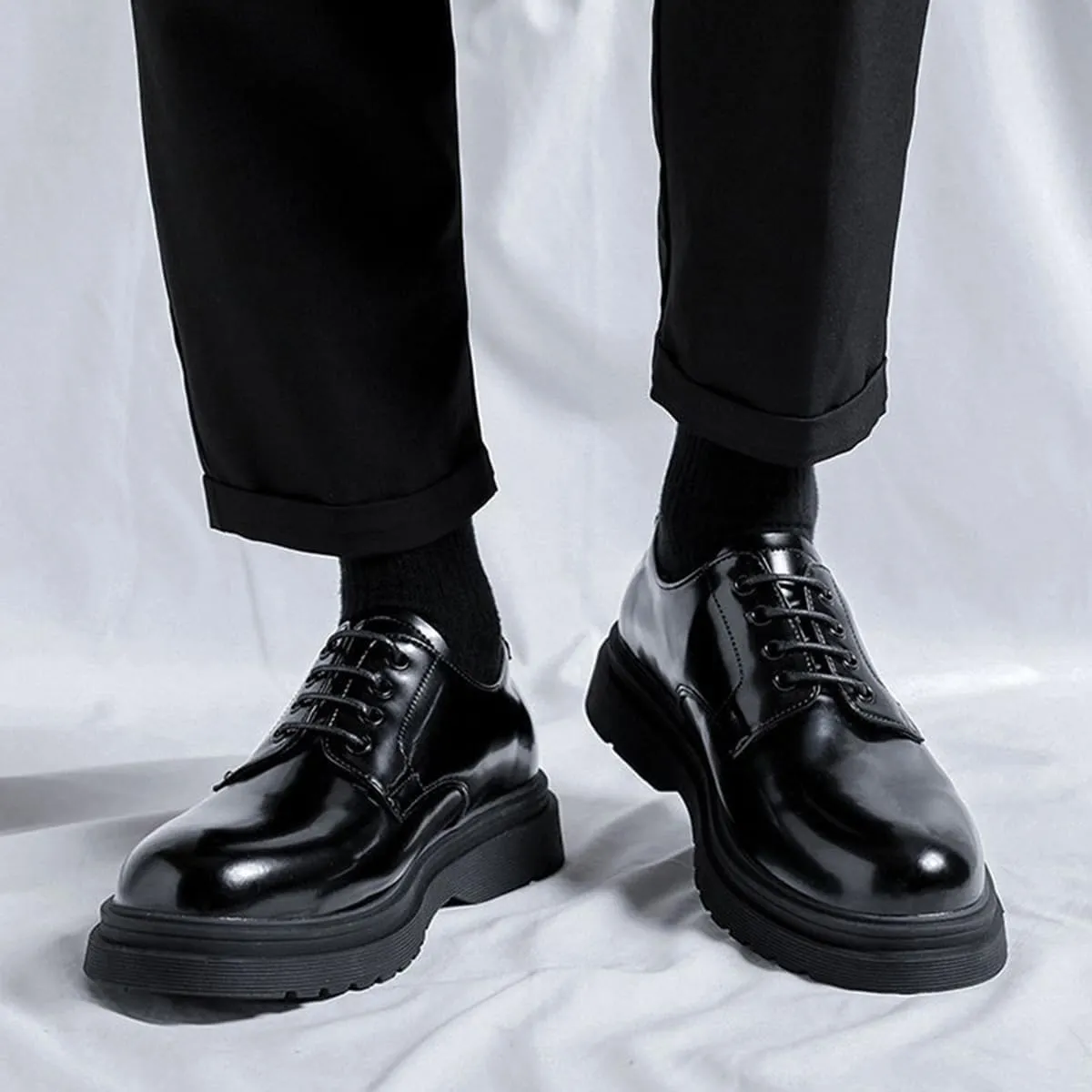 Mens Black Patent Leather Shoes Classic Lace up Dress Shoes Formal Oxford Business Shoes for Men