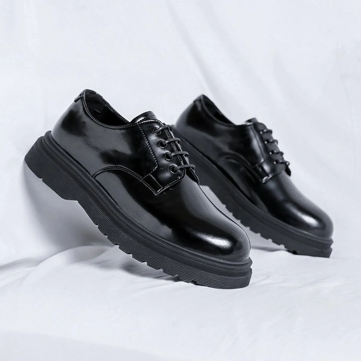 Mens Black Patent Leather Shoes Classic Lace up Dress Shoes Formal Oxford Business Shoes for Men