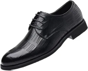 Men's Casual Retro Dress Shoes Fashionable Hollowout Breathable Leather Shoes Classic Lace-up Comfort Soft Oxford