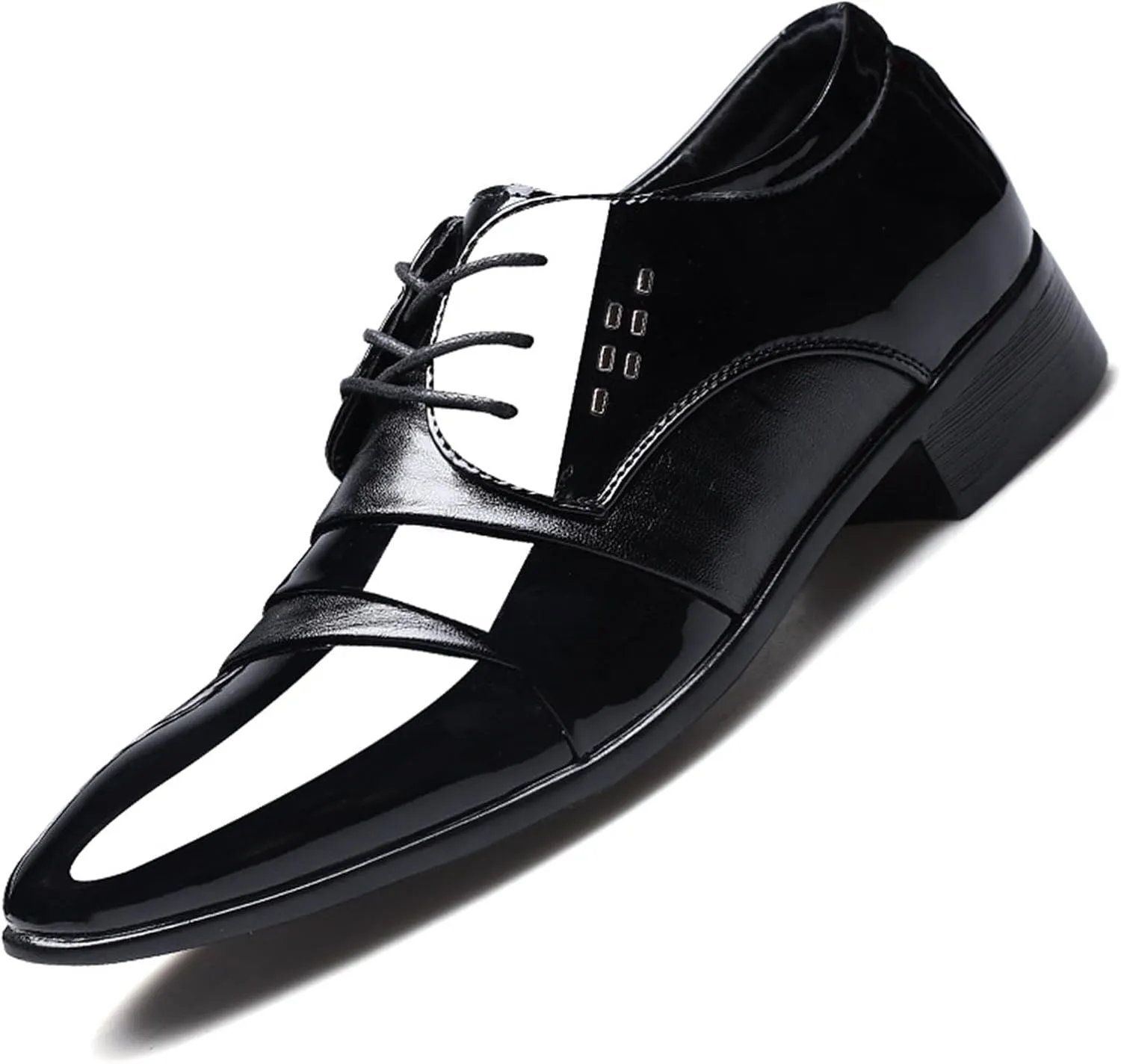 Men's Classic Business Dress Shoes Patent Leather Derbys Lace Up Oxford Shoes for Wedding Party Office Work