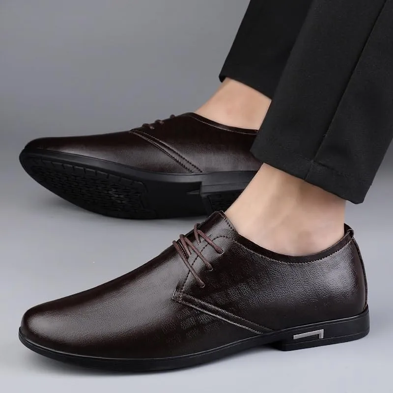 Men's Classic Oxford Shoes Vintage Non-Slip Softsole Walking Derby Shoes Patent Leather Formal Business Lace-up Dress Shoes