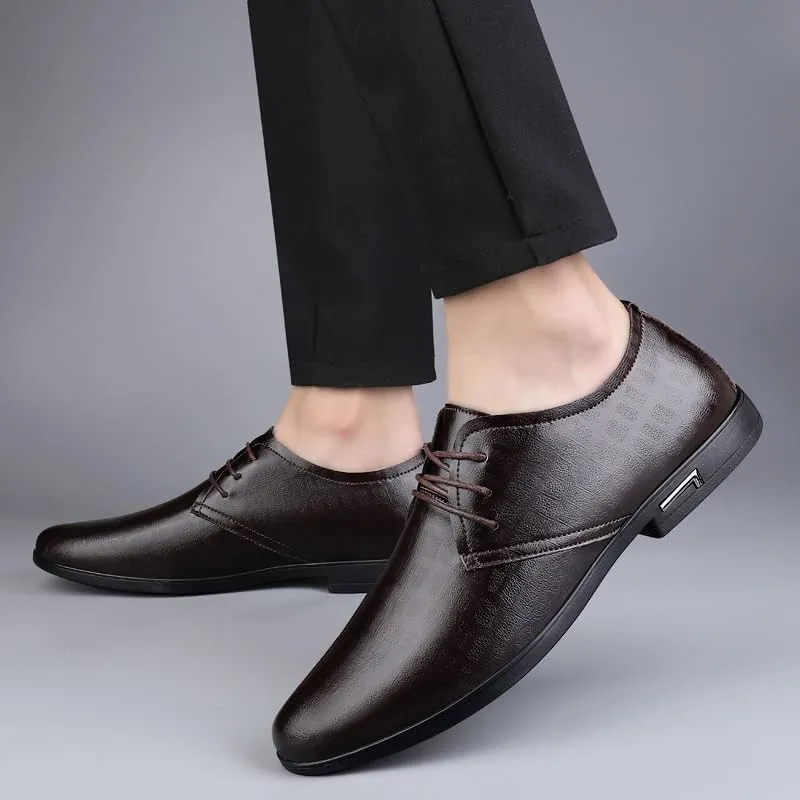 Men's Classic Oxford Shoes Vintage Non-Slip Softsole Walking Derby Shoes Patent Leather Formal Business Lace-up Dress Shoes