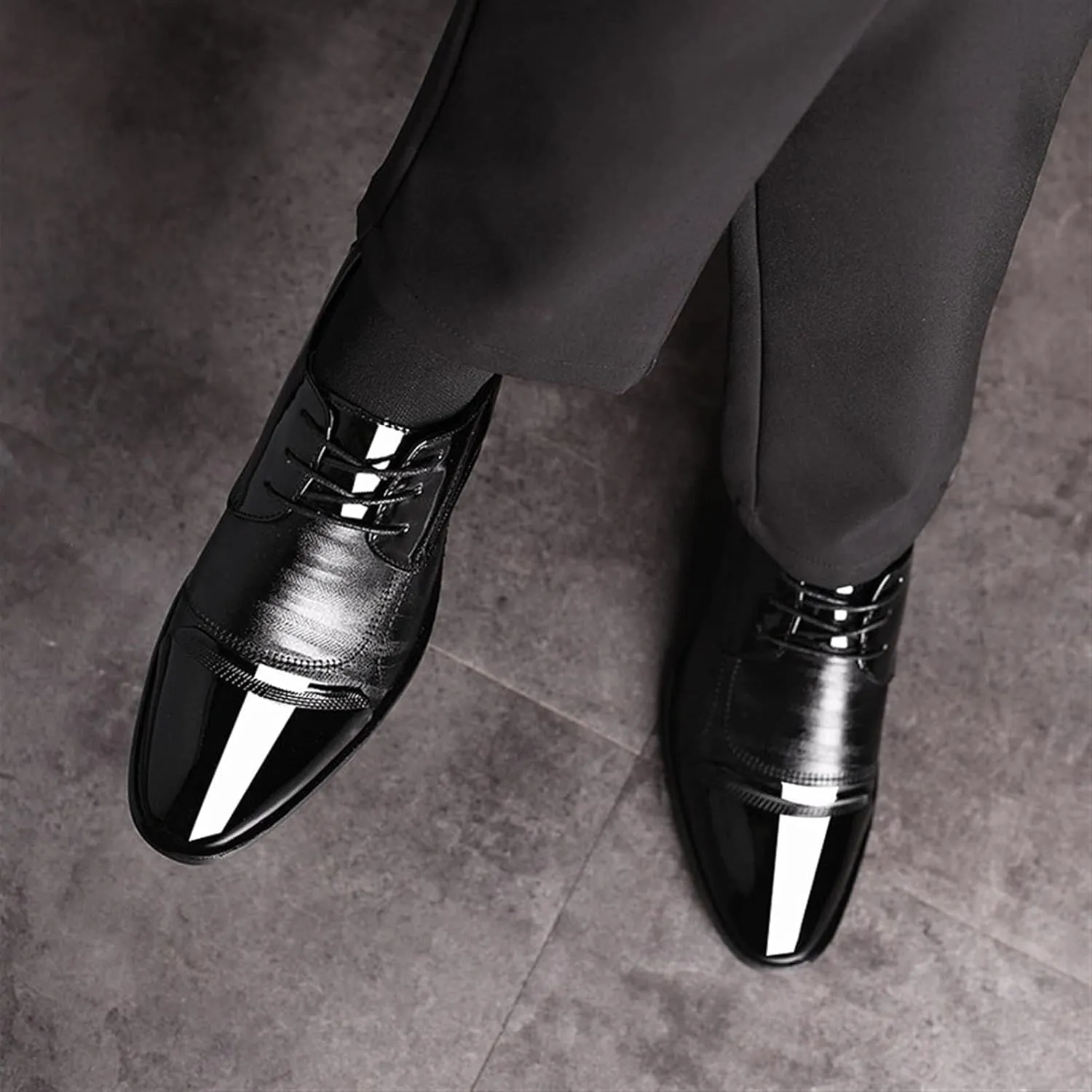 Men's Dress Shoes Faux Patent Leather Oxford Dress Shoes Office Shoes Men Elegant Loafers for Dating Prom Business Work