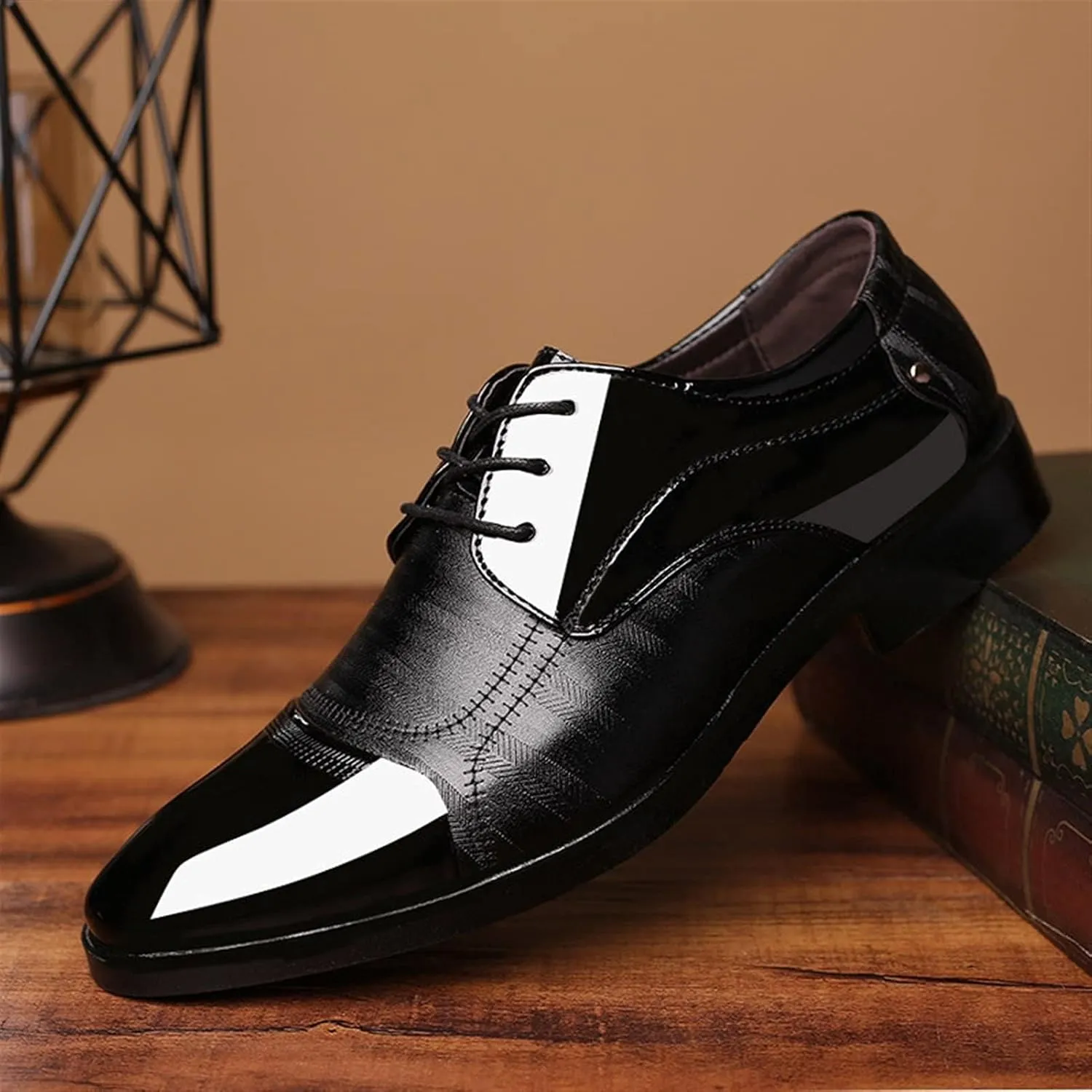 Men's Dress Shoes Faux Patent Leather Oxford Dress Shoes Office Shoes Men Elegant Loafers for Dating Prom Business Work