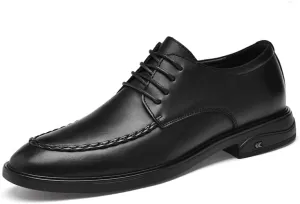 Mens Dress Shoes Lace Up Genuine Leather Business Formal Oxfords Shoes Non Slip Sole Comfortable Wedding Tuxedo Shoes(Black,6.5)