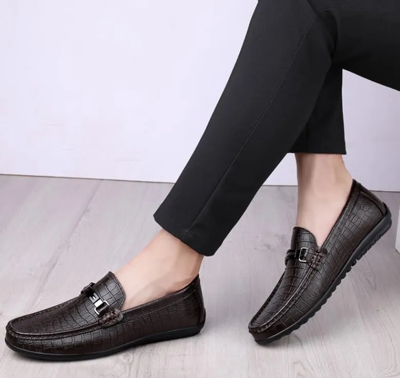 Men's Fashion Slip-on Loafers Luxury Round Toe Dress Shoes Non-Slip Business Work Casual Derby Shoes for Men