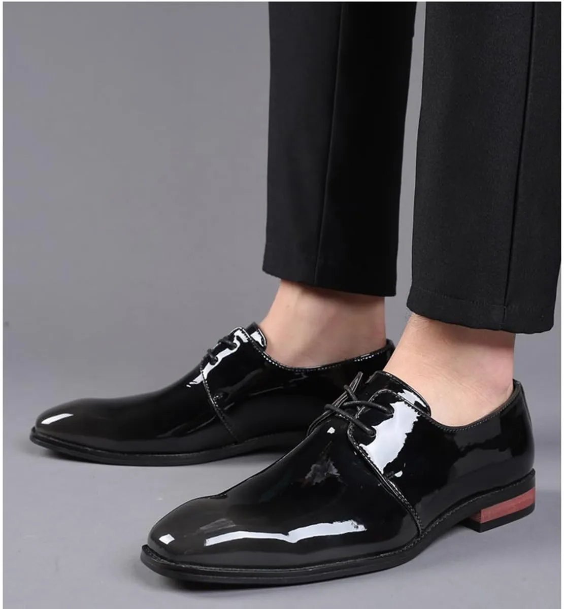 Men's Formal Shoes Lace Up Oxfords Dress Shoes Patent Leather Wingtip Wedding Business Derbys for Men